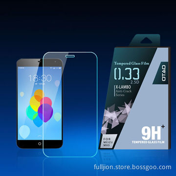Anti-crack 0.33mm 2.5D curved edge tempered glass screen for Meizu MX3